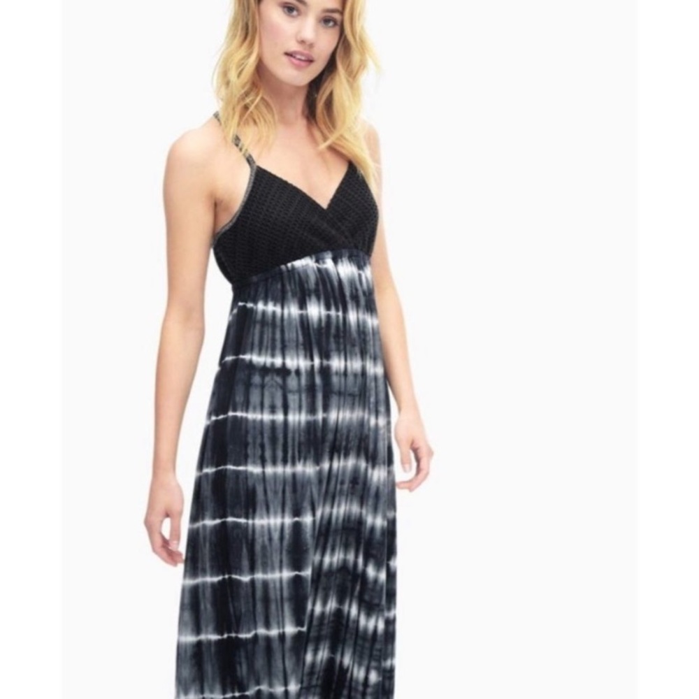Splendid ~ Tie Dye voile and crochet maxi dress